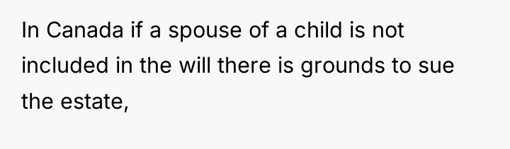 In Canada if a spouse of a child is not...