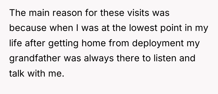 The main reason for these visits was because when I...
