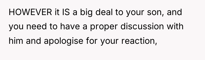HOWEVER it IS a big deal to your son, and...