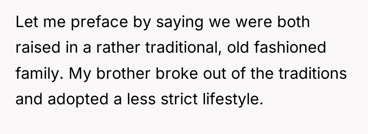 Let me preface by saying we were both raised in...