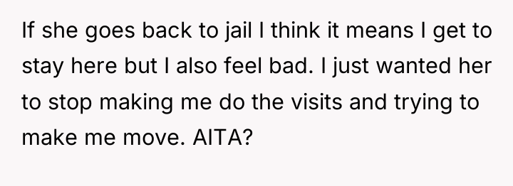 If she goes back to jail I think it means...