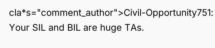 cla*s="comment_author">Civil-Opportunity751: Your SIL and BIL are huge TAs.