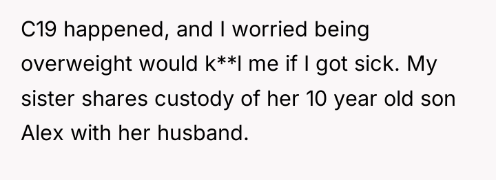 C19 happened, and I worried being overweight would k**l me...