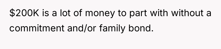 $200K is a lot of money to part with without...