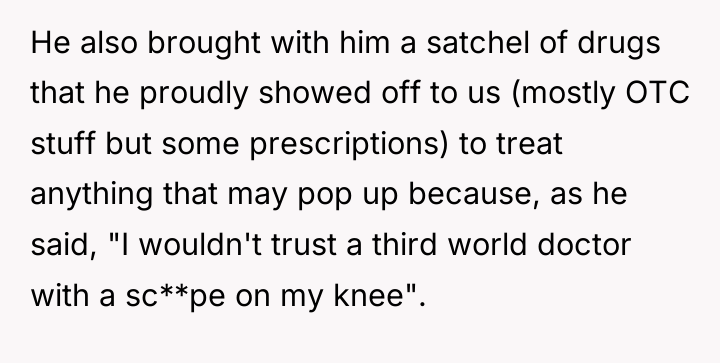 He also brought with him a satchel of drugs that...
