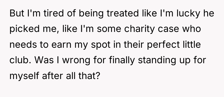 But I'm tired of being treated like I'm lucky he...
