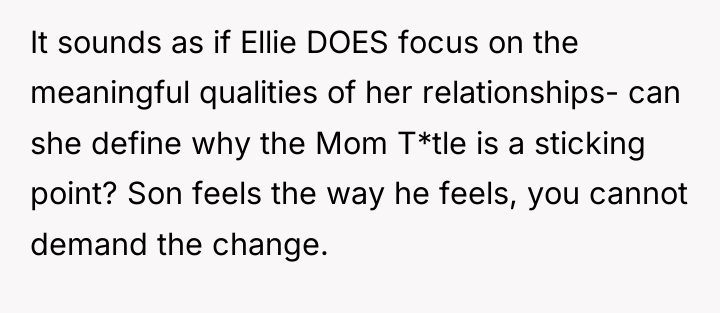 It sounds as if Ellie DOES focus on the meaningful...