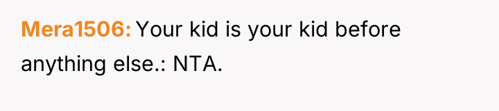 Mera1506 Your kid is your kid before anything else.: NTA.