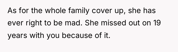 As for the whole family cover up, she has ever...