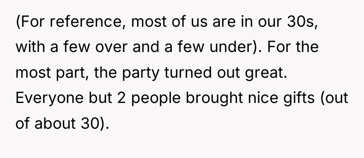 (For reference, most of us are in our 30s, with...