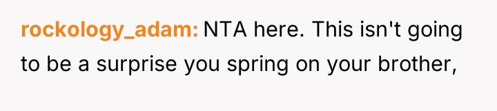 rockology_adam NTA here. This isn't going to be a surprise...