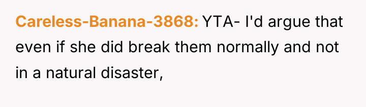 Careless-Banana-3868 YTA- I'd argue that even if she did break...