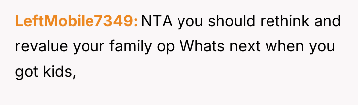 LeftMobile7349 NTA you should rethink and revalue your family op...