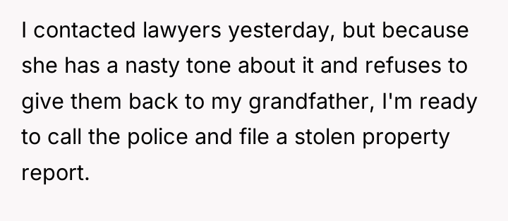 I contacted lawyers yesterday, but because she has a nasty...