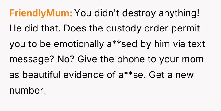 FriendlyMum You didn't destroy anything! He did that. Does the...