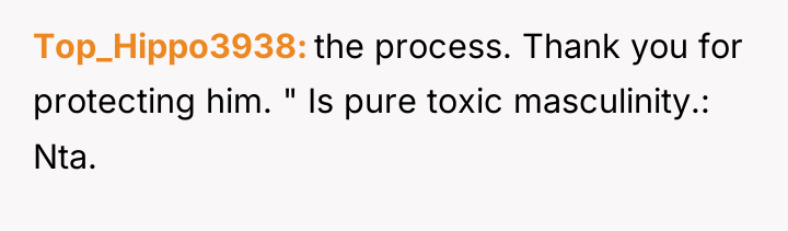 Top_Hippo3938 the process. Thank you for protecting him. " Is...