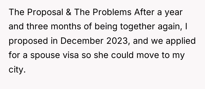 The Proposal & The Problems After a year and three...