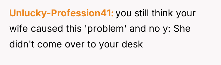Unlucky-Profession41 you still think your wife caused this 'problem' and...