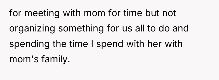 for meeting with mom for time but not organizing something...