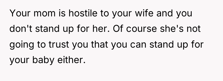 Your mom is hostile to your wife and you don't...
