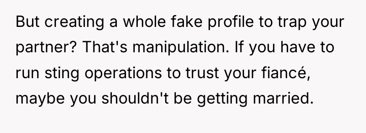 But creating a whole fake profile to trap your partner?...