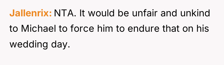 Jallenrix NTA. It would be unfair and unkind to Michael...