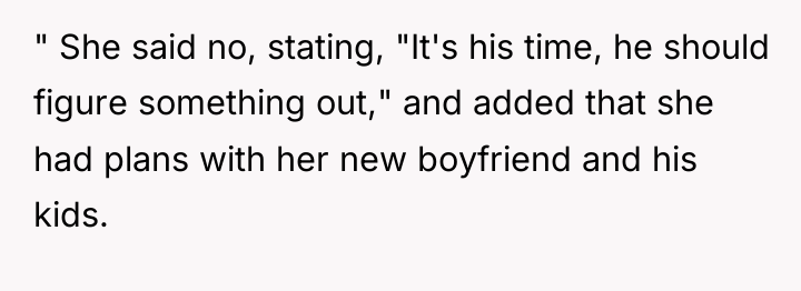 " She said no, stating, "It's his time, he should...