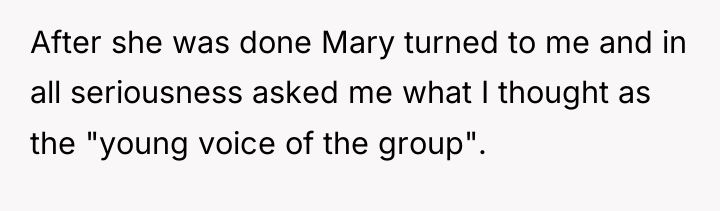 After she was done Mary turned to me and in...