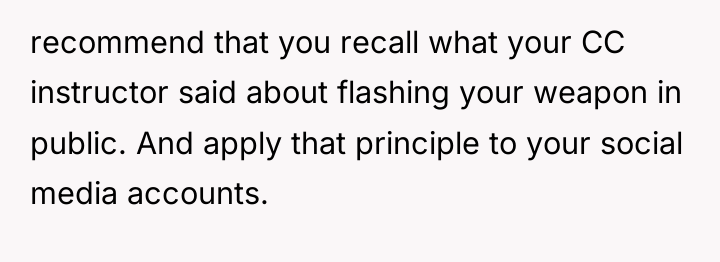 recommend that you recall what your CC instructor said about...