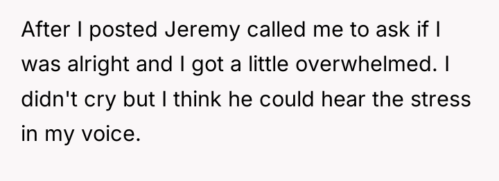 After I posted Jeremy called me to ask if I...