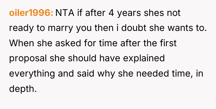 oiler1996 NTA if after 4 years shes not ready to...