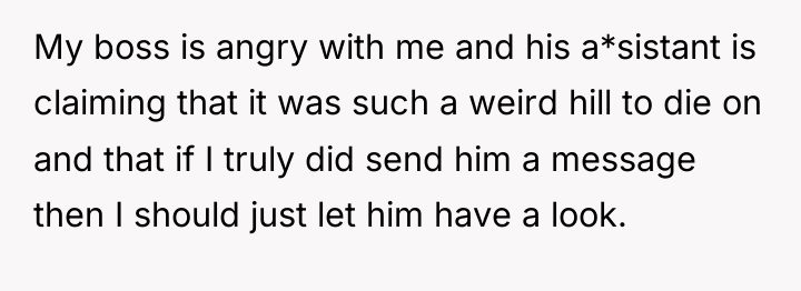My boss is angry with me and his a*sistant is...