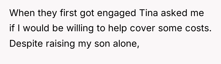 When they first got engaged Tina asked me if I...