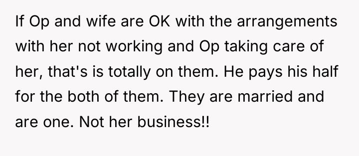 If Op and wife are OK with the arrangements with...