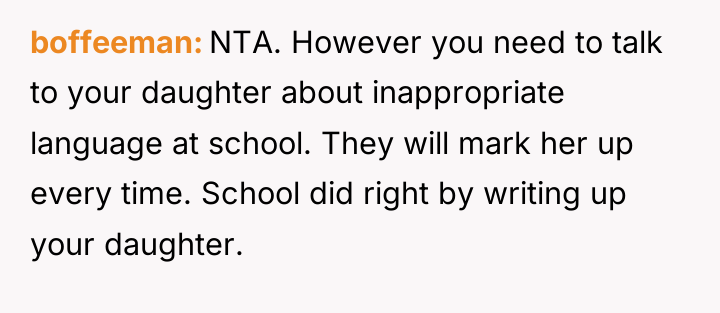 boffeeman NTA. However you need to talk to your daughter...