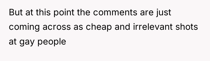 But at this point the comments are just coming across...