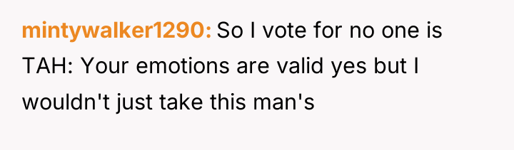 mintywalker1290 So I vote for no one is TAH: Your...