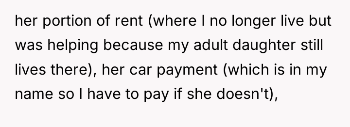her portion of rent (where I no longer live but...