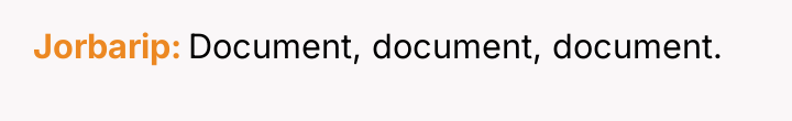 Jorbarip Document, document, document.