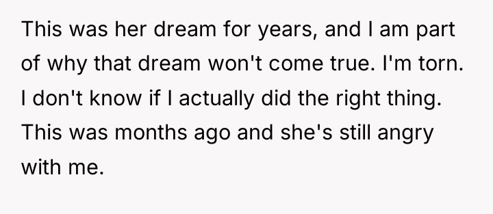 This was her dream for years, and I am part...
