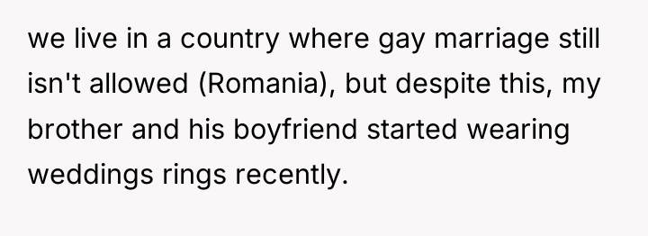 we live in a country where gay marriage still isn't...