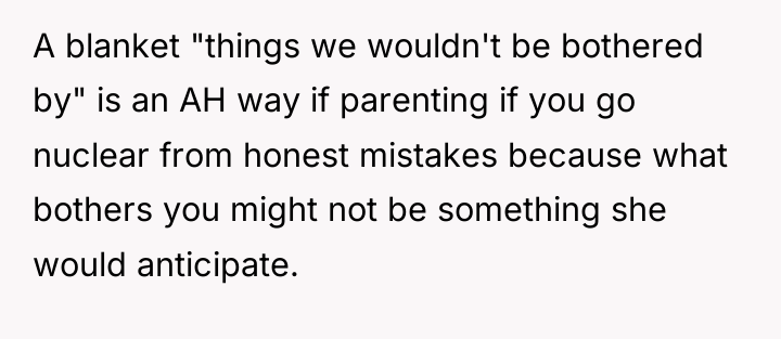 A blanket "things we wouldn't be bothered by" is an...