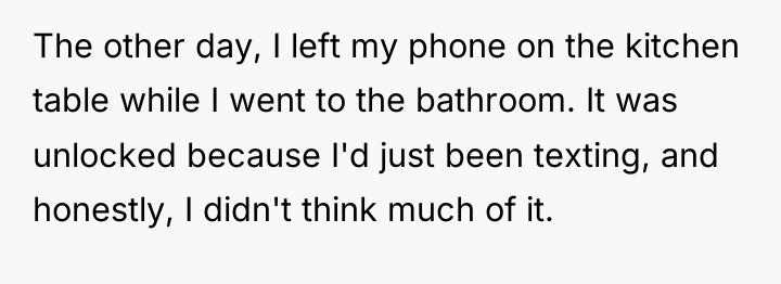 The other day, I left my phone on the kitchen...