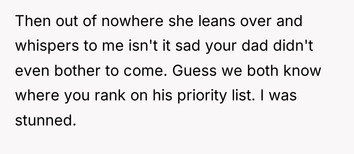 Then out of nowhere she leans over and whispers to...