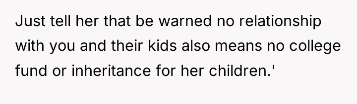 Just tell her that be warned no relationship with you...