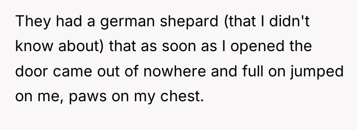 They had a german shepard (that I didn't know about)...