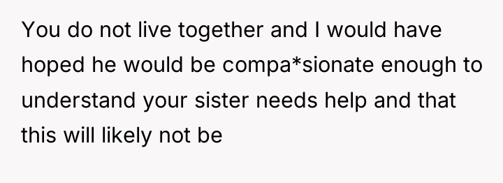 You do not live together and I would have hoped...