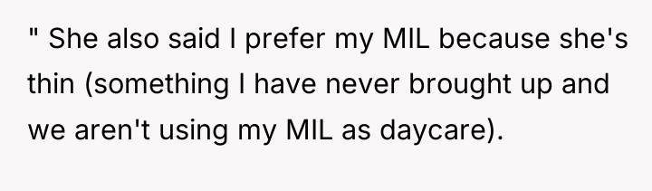 " She also said I prefer my MIL because she's...