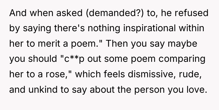 And when asked (demanded?) to, he refused by saying there's...