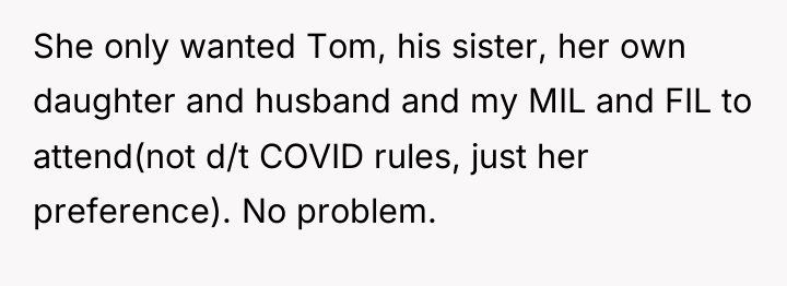 She only wanted Tom, his sister, her own daughter and...